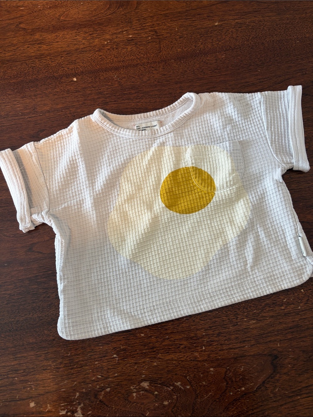 Piupiuchick T-shirt Egg sunny side up waffle fabric Size 4T